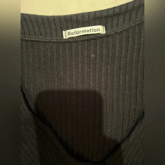 Reformation Black Ribbed Button-Up Blouse - Picture 4 of 5